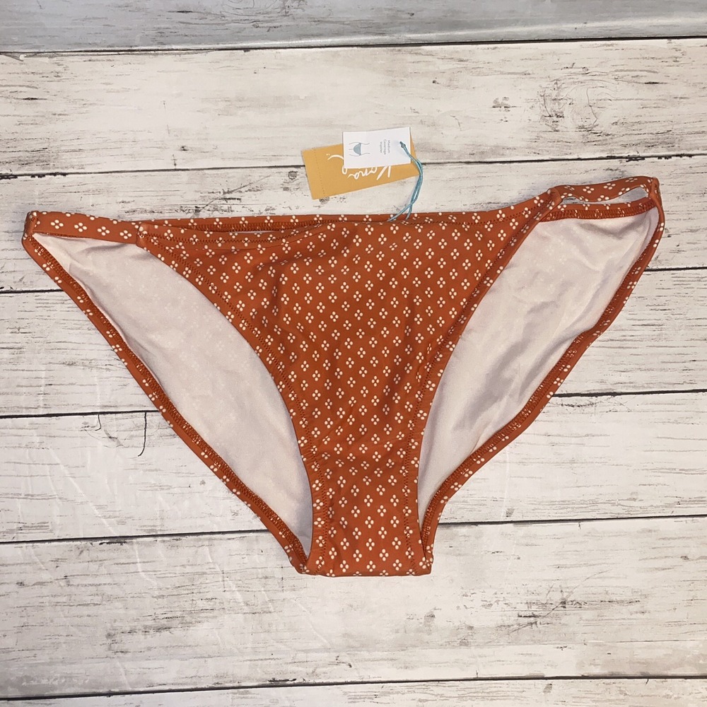 Kona‎ Sol Bikini Bottom Womens XL Orange Dot Rust Med Coverage Hipster Swim XL